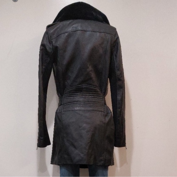 BCBGMAXAZRIAIA SUMMER FAUX FUR SHEARLING LEATHER JACKET - Picture 6 of 8